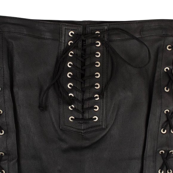 UNRAVEL PROJECT Black Leather Corset Detail Mini Skirt Size 4/40 $1540 - Picture 2 of 4